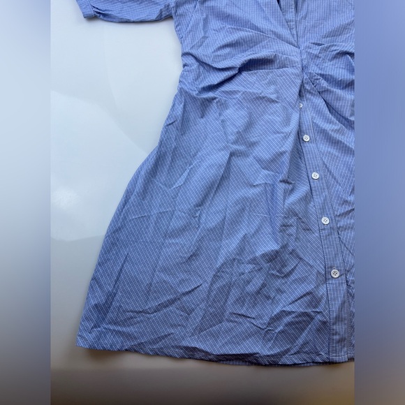 J. ING Light Sky Blue Pleat Detail Button Front Shirt Dress N214-12 - Picture 9 of 13